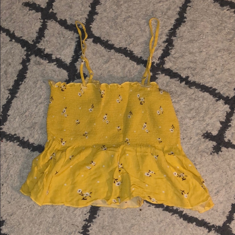 yellow floral peplum tank!!